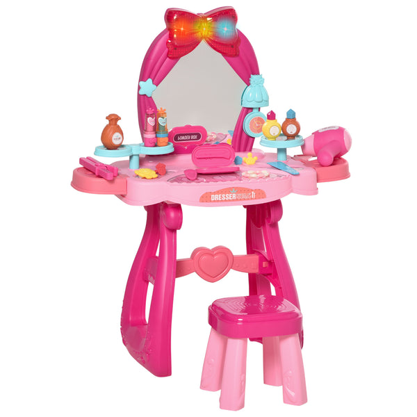 online Postazione Trucco Specchiera Giocattolo per Bambini con Specchio e Accessori Rosa e Rosso