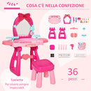 Postazione Trucco Specchiera Giocattolo per Bambini con Specchio e Accessori Rosa e Rosso