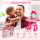 Postazione Trucco Specchiera Giocattolo per Bambini con Specchio e Accessori Rosa e Rosso