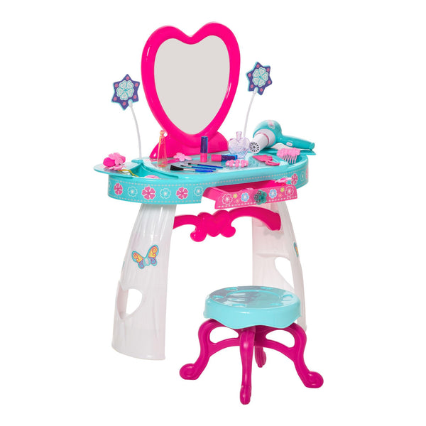 sconto Postazione Trucco Specchiera Giocattolo per Bambini con Specchio e Accessori Azzurro e Bianco