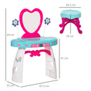 Postazione Trucco Specchiera Giocattolo per Bambini con Specchio e Accessori Azzurro e Bianco