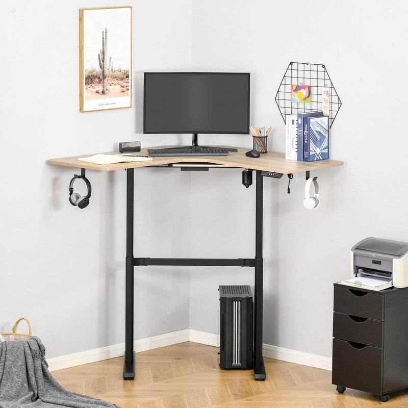 Scrivania da Ufficio Angolare 167x107x72-122 cm in Alluminio e MDF Legno