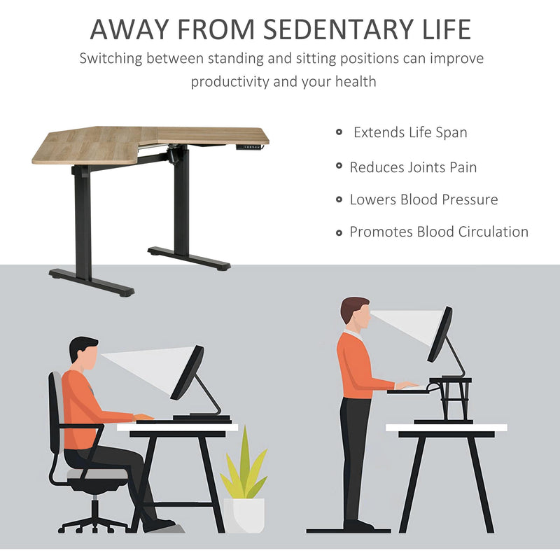 Scrivania da Ufficio Angolare 167x107x72-122 cm in Alluminio e MDF Legno