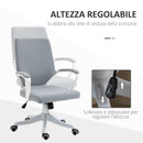 Sedia Operativa da Ufficio 62x69x92-102 cm in Tessuto Effetto Lino Grigia