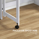 Scrivania Pieghevole 80x69x155 cm con Libreria a 4 Ripiani 2 Ruote e Foro Passacavi in MDF Bianco      