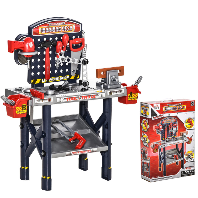 HOMCOM Banco Da Lavoro Giocattolo Con 55 Accessori, Attrezzi Per