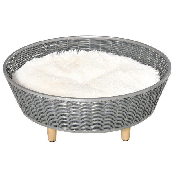 Cuccia per Gatti e Cani Ø60x23,5 cm in Vimini Sintetico Grigio prezzo