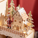 Calendario Avvento di Natale 22x9x30 cm con 12 Luci a LED in Compensato Arancione