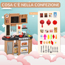 Cucina Giocattolo per Bambini 63x35x84 cm con 58 Accessori Grigio e Marrone