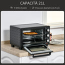 Fornetto Elettrico 21 Litri con Griglia e Teglia Nero
