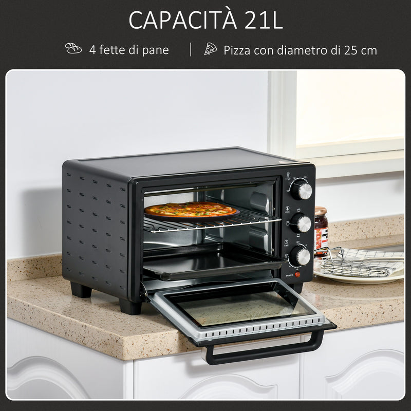 Fornetto Elettrico 21 Litri con Griglia e Teglia Nero