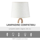 Lampada da Comodino Abat jour Ø30x56 cm in Corda e Tessuto Beige e Bianco