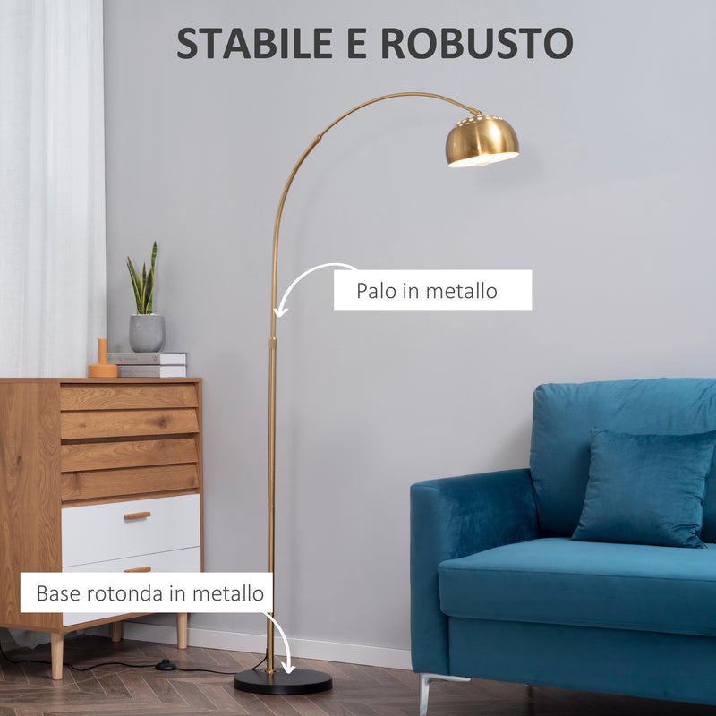 Lampada da Terra ad Arco 30x100x167 cm E27 Paralume in Metallo Oro e Nero