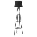 Lampada da Terra 35x35x173 cm E27 con Mensole Paralume in Tessuto Nera