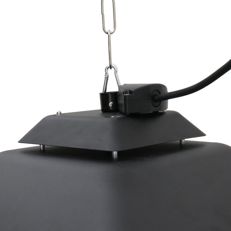 Stufa Alogena a Sospensione Ø43x25 cm 2000W con Luce LED e Telecomando Nera