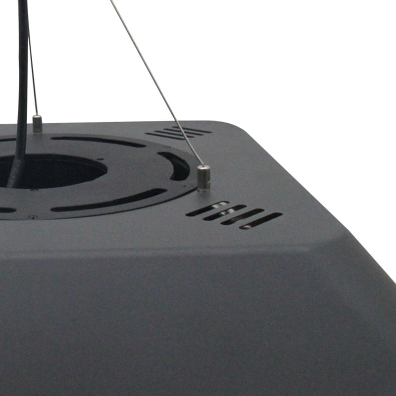 Stufa Alogena a Sospensione 45x45x10 cm 2000W con Luce LED e Telecomando Nera