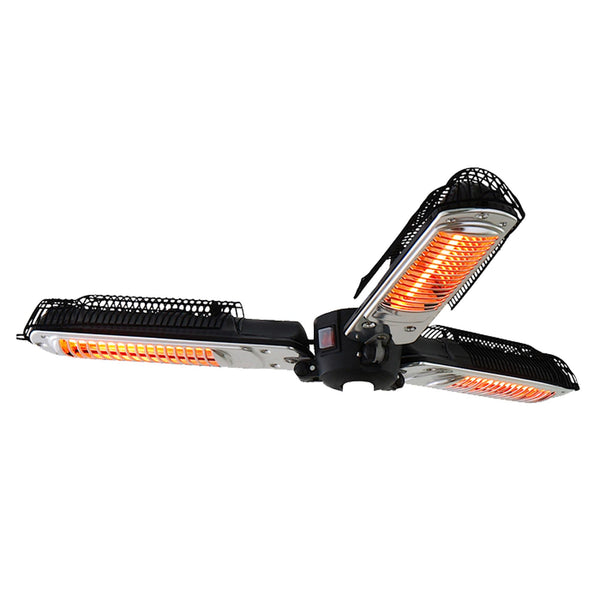 acquista Stufa Alogena 3 Livelli per Ombrellone 100x100x8,5 cm 2000W Bracci Pieghevoli Nera