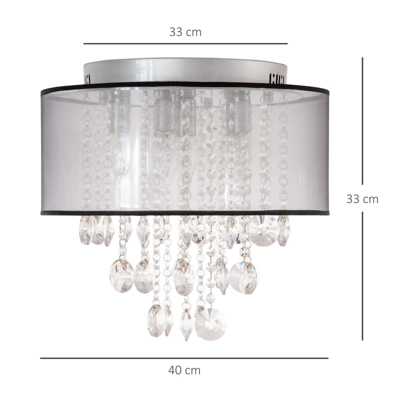 Lampadario Moderno a Gocce Ø40x33 cm E14 40W Paralume in Tessuto Argento