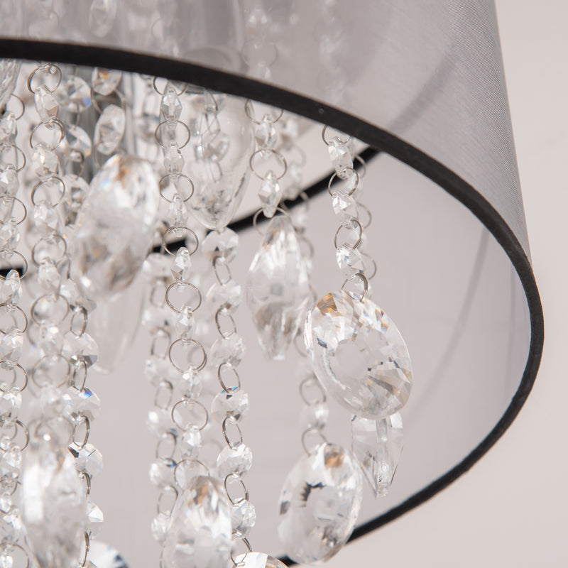 Lampadario Moderno a Gocce Ø40x33 cm E14 40W Paralume in Tessuto Argento