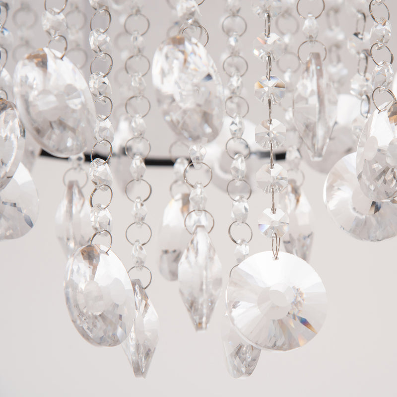 Lampadario Moderno a Gocce Ø40x33 cm E14 40W Paralume in Tessuto Argento