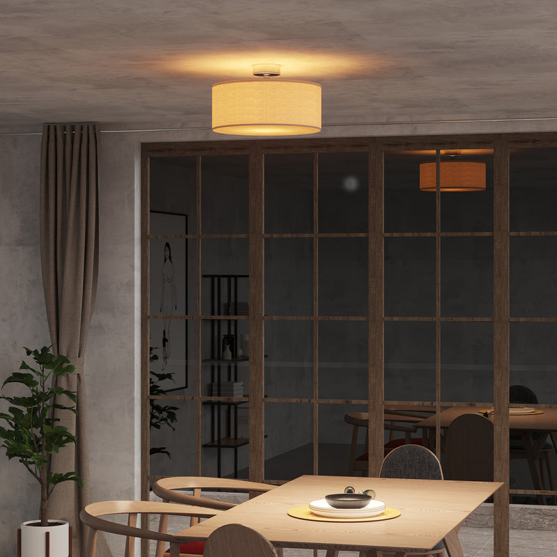 Lampadario Moderno Ø30x17,5 cm G9 40W Paralume in Tessuto Bianco