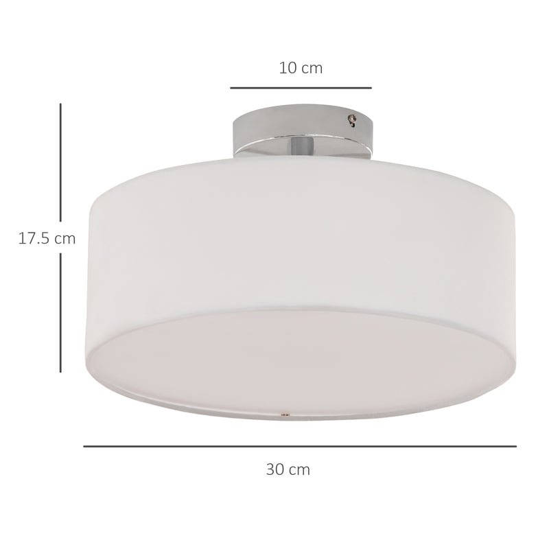Lampadario Moderno Ø30x17,5 cm G9 40W Paralume in Tessuto Bianco