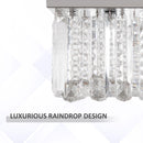 Lampadario Moderno a Gocce in Cristallo 80x25xx20 cm E14 40W Base in Acciaio Argento