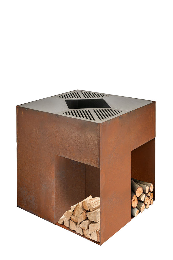 Barbecue a Legna 75x75x75 cm Giglio in Acciaio Effetto Ruggine online