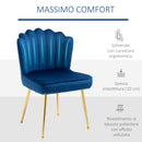 Set 2 Sedie Imbottite 57x58x88 cm in Tessuto Effetto Velluto Blu