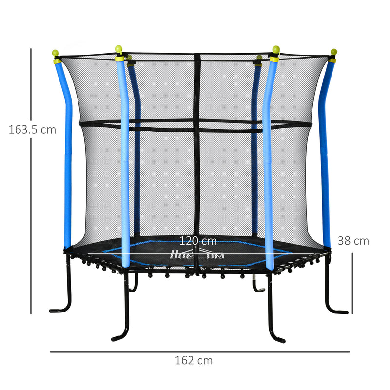 Trampolino Tappeto Elastico per Bambini Ø185x160 cm in Acciaio Blu e Nero