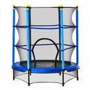 Trampolino Tappeto Elastico per Bambini Ø140x158 cm in Acciaio Blu e Nero