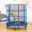 Trampolino Tappeto Elastico per Bambini Ø140x158 cm in Acciaio Blu e Nero