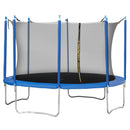 Trampolino Tappeto Elastico Ø370x275 cm in Acciaio con Rete e Bordo Imbottito Blu e Nero