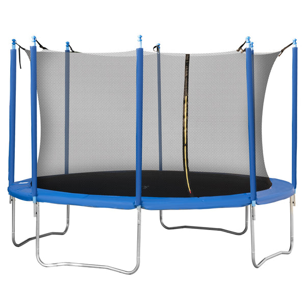 Trampolino Tappeto Elastico Ø370x275 cm in Acciaio con Rete e Bordo Imbottito Blu e Nero acquista