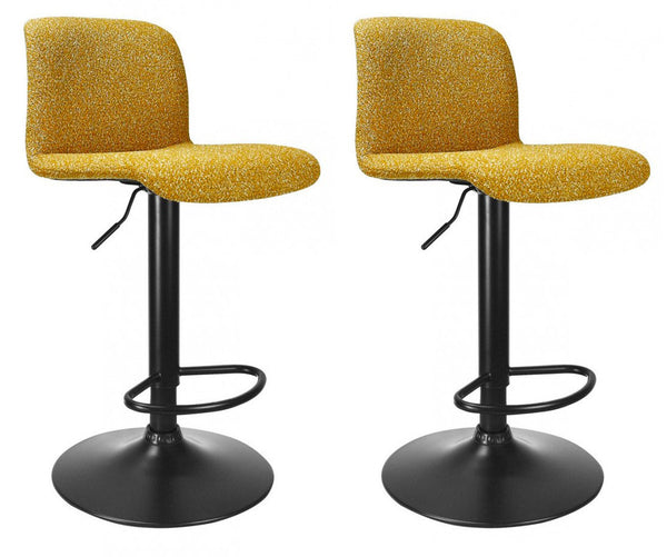Set 2 Sgabelli Bar 41x46x86/107 cm in Poliestere Rafael Nero-Senape sconto