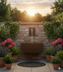 Fontana a Parete da Giardino con Rubinetto e Vasca Belfer 42/PRQ Ruggine