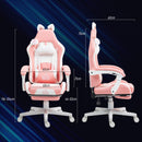 Sedia da Gaming Ergonomica con Orecchie da Gatto Poggiapiedi Retrattile e Schienale Reclinabile 135° Rosa  