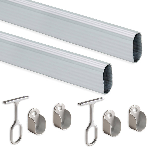 acquista Set 2 Bastoni Appendiabiti per Armadi Ovali 140 cm in Alluminio Emuca Anodizzato opaco