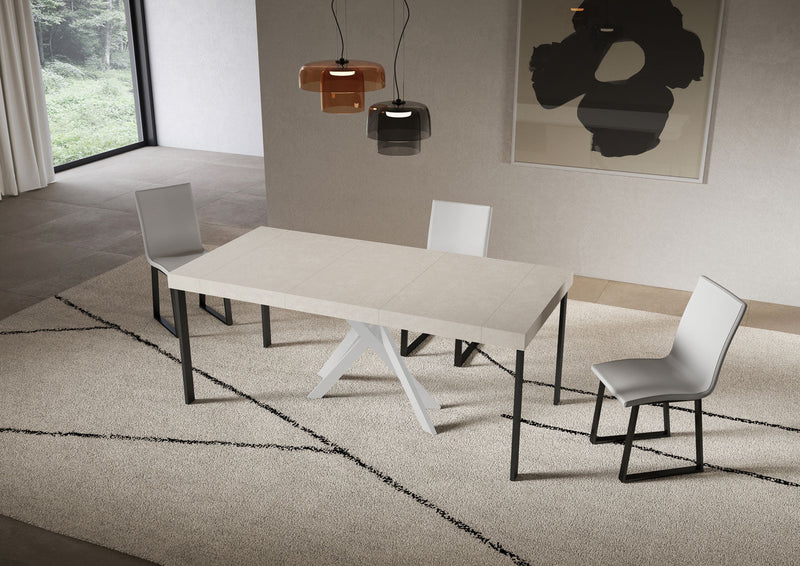 Consolle Allungabile 90-300x40x77 cm Saki Premium Cashmere Gambe Bianche 