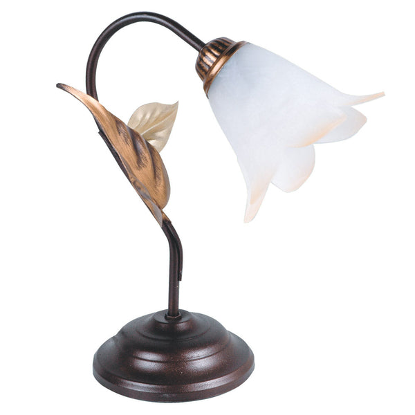 sconto Lume 1xE14 Montatura Marrone Ramato Vetro Bianco Sfumato Ambra E-Energy Giulia