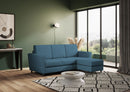 Divano 3 Posti con Pouf 212x155x85 cm Yasel in Tessuto Avio