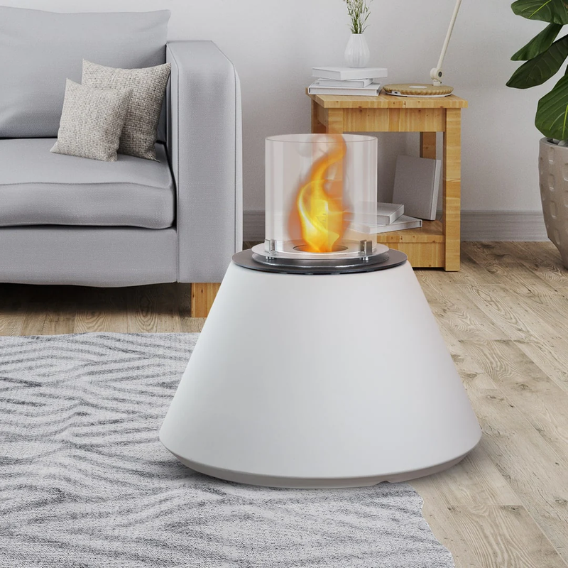 Camino a Bioetanolo Braciere da Pavimento Ø60xh56 cm per Interno ed Esterno Stromboli Bianco Perla