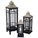 Set 3 Lanterna in legno nero 