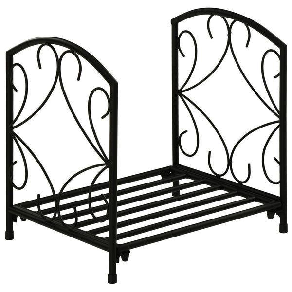 sconto Portalegna per Camino 39,5x31,5x39,5 cm in Metallo Nero