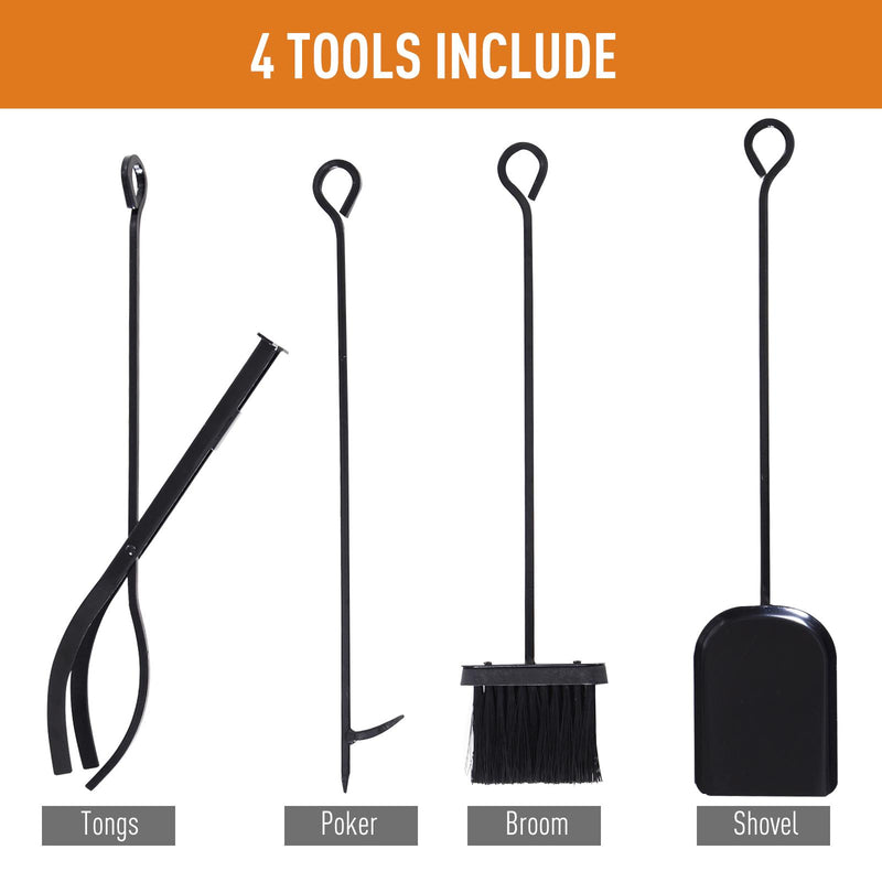 Portalegna per Camino 51,5x33x77 cm in Ferro Battuto Nero