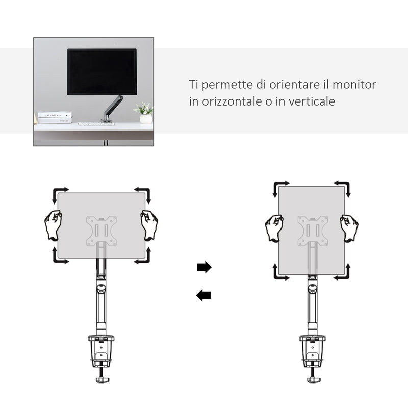 Supporto Monitor da 13"-32" per Scrivania in Acciaio Argento
