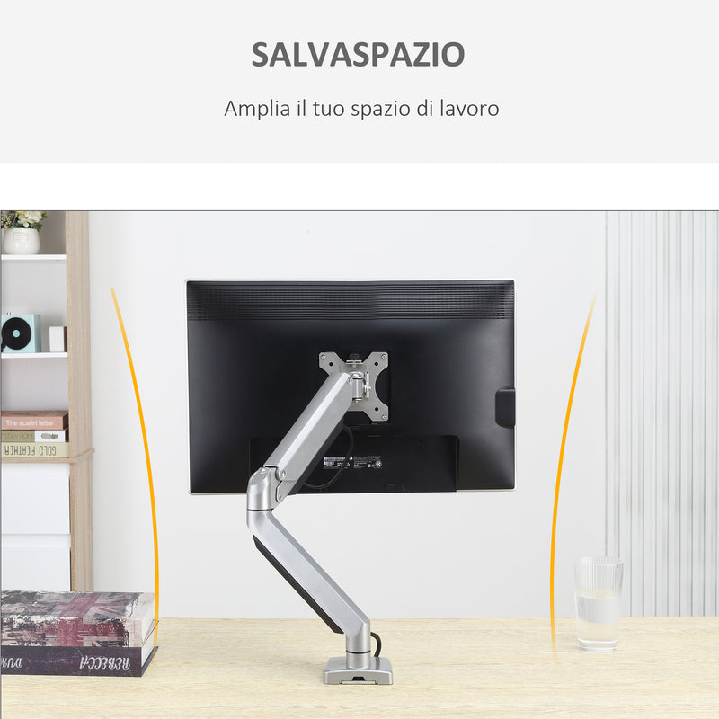 Supporto Monitor da 13"-32" per Scrivania in Acciaio Argento