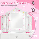 Postazione Trucco Specchiera Giocattolo per Bambini in Legno Bianca