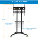 Carrello Supporto per TV 32"-65" Vesa 60x40 cm in Acciaio Nero