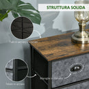 Cassettiera 6 Cassetti in Tessuto 80x30x70 cm in Acciaio e Truciolare Marrone e Grigio